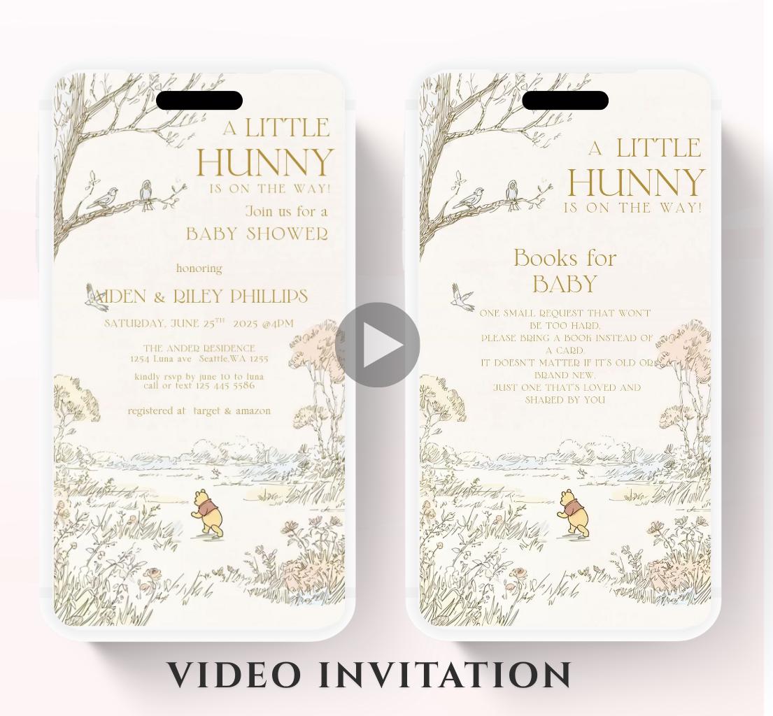 Winnie The Pooh Invitation, Winnie The Pooh Baby Shower Invitations, Winnie The Pooh Invitations Video invitation, Winnie baby shower-20