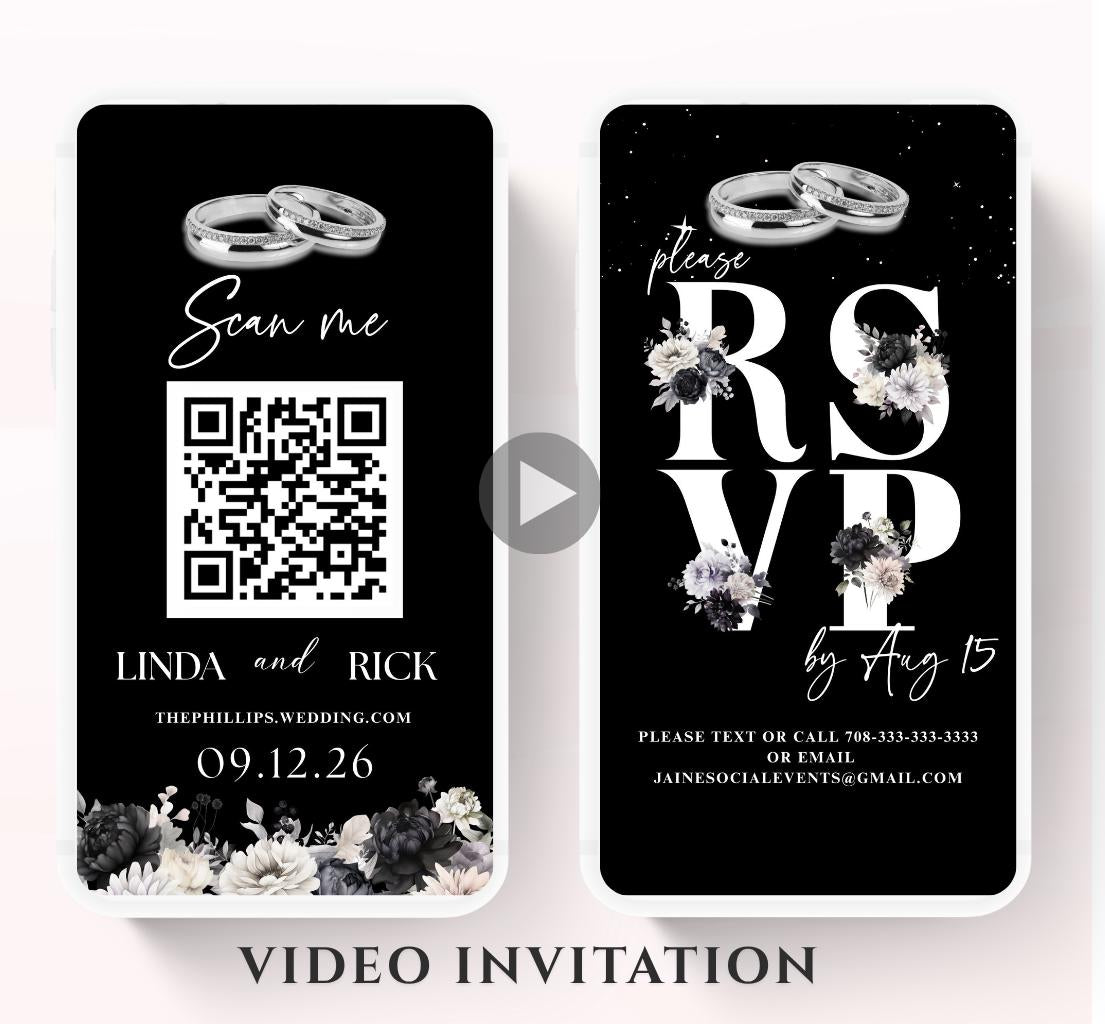 Animated Wedding invitation, Wedding Black and white invitation, wedding invitation template, Video Wedding invite, wedding invite-2