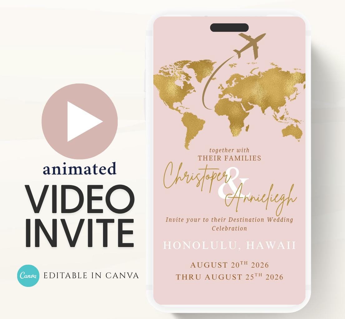 Animated Passport Wedding invitation, Destination Wedding invitation, wedding invitation template, Video Wedding invite, wedding invite-4