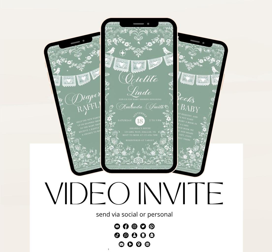 Cielito Lindo Baby shower Invitation, mexican baby shower editable talavera Theme papel picado Invite color green template 4