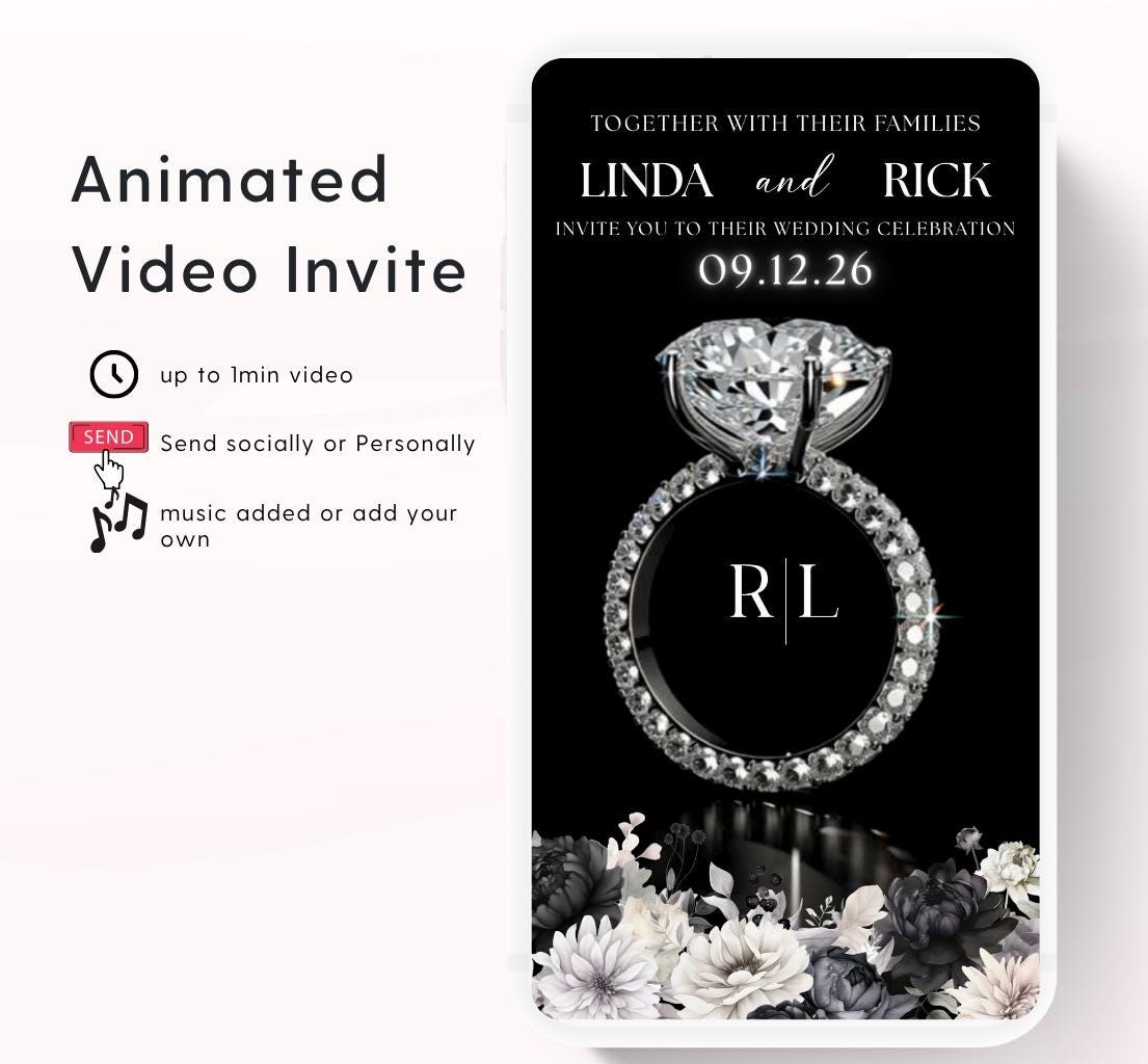 Animated Wedding invitation, Wedding Black and white invitation, wedding invitation template, Video Wedding invite, wedding invite-2