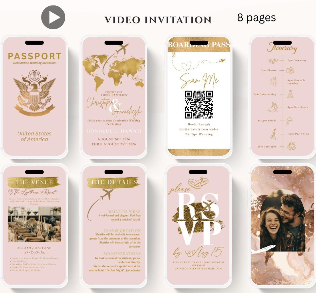 Animated Passport Wedding invitation, Destination Wedding invitation, wedding invitation template, Video Wedding invite, wedding invite-4