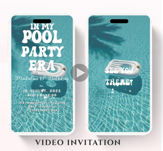 Pool party birthday invitation, pool party digital invitation, summer party invitation, birthday invitation, Pool invitation-7