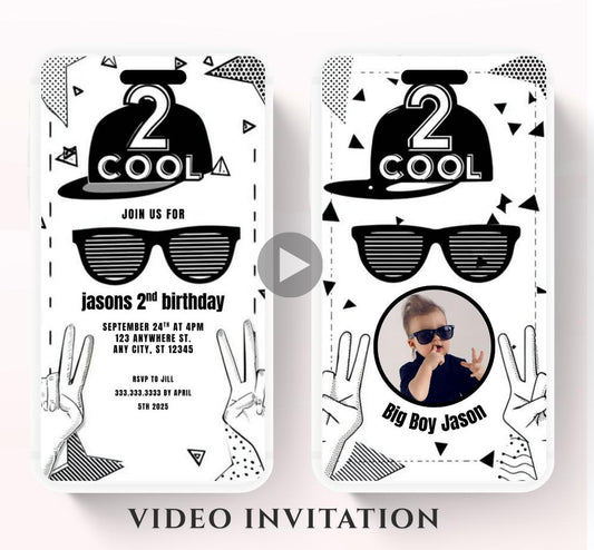 Boy birthday inviteTwo Cool Birthday Invitation,Two Cool Invite, 2nd Birthday, 2 cool birthday invite, Digital Video invitation-1