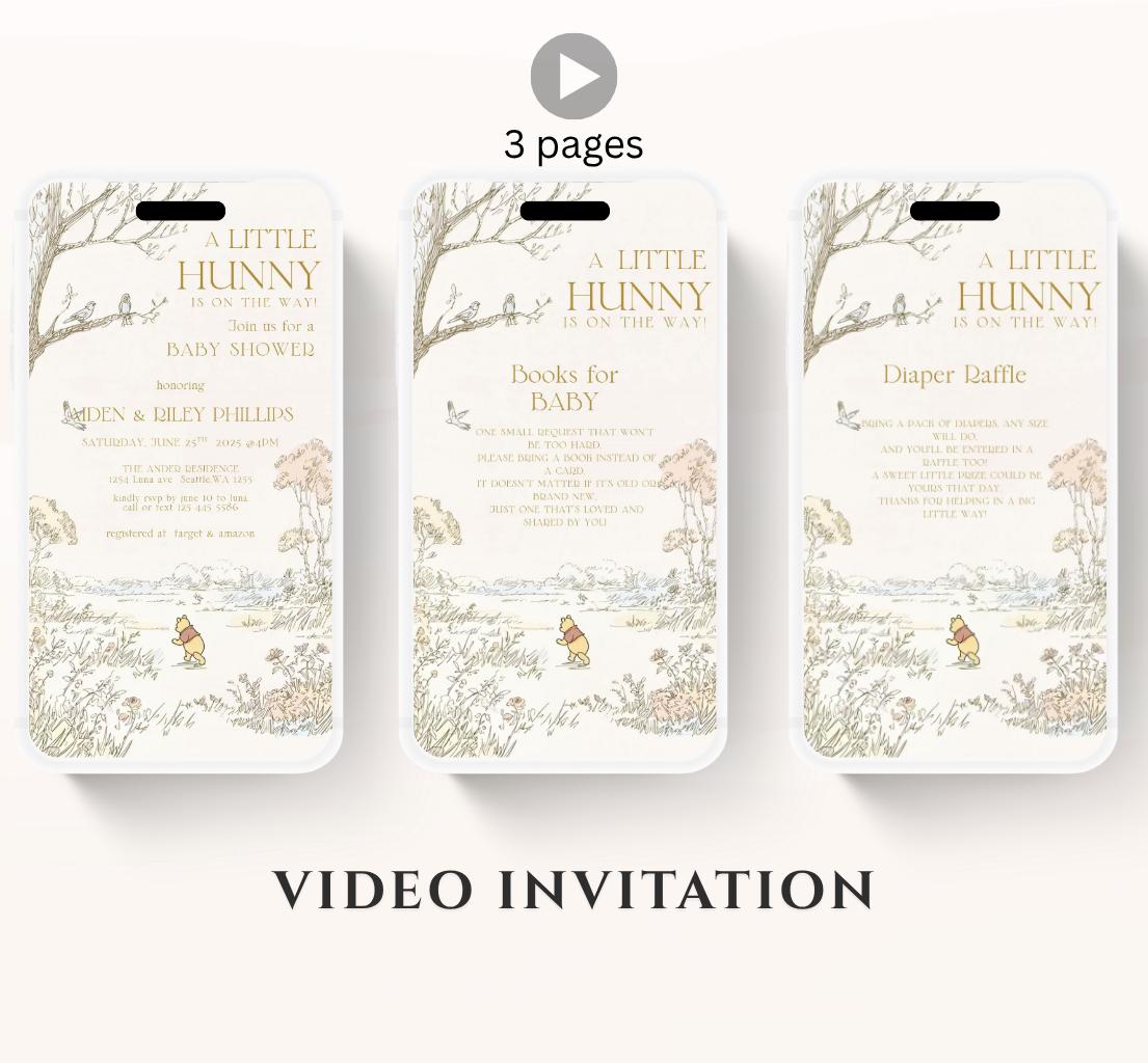 Winnie The Pooh Invitation, Winnie The Pooh Baby Shower Invitations, Winnie The Pooh Invitations Video invitation, Winnie baby shower-20
