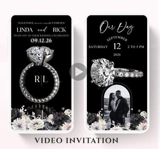 Animated Wedding invitation, Wedding Black and white invitation, wedding invitation template, Video Wedding invite, wedding invite-2