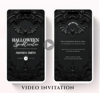 Halloween party invitation, Halloween spooktacular Adults Halloween Costume party Invite Video Digital  party invitation-10