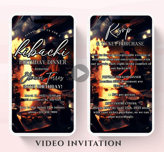 Hibachi Dinner Party Invite Template Invitation Birthday, Graduation, Retirement, Bachelor Celebration  Hibachi Animated Invitation-1