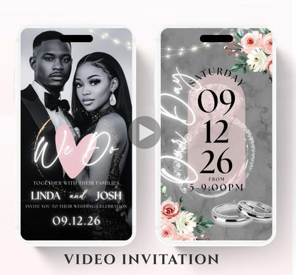 Animated Wedding invitation, Wedding pink invitation, wedding invitation template, Easy edit Wedding invite, Pink floral wedding invite-1