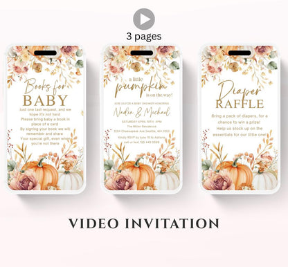 Animated Fall Baby Shower Invitation Little Pumpkin Baby Shower Invitation Autumn Baby Shower Fall Hello Baby Shower Gender Neutral Shower