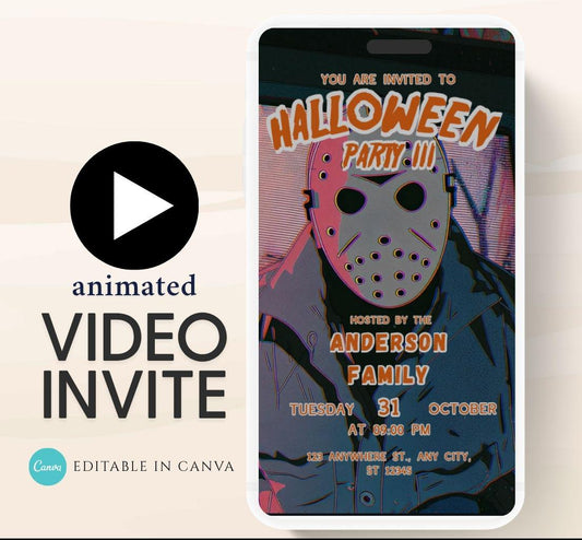 Halloween party invitation, Halloween spooktacular Adults Halloween Costume party Invite Video Digital  party invitation-121