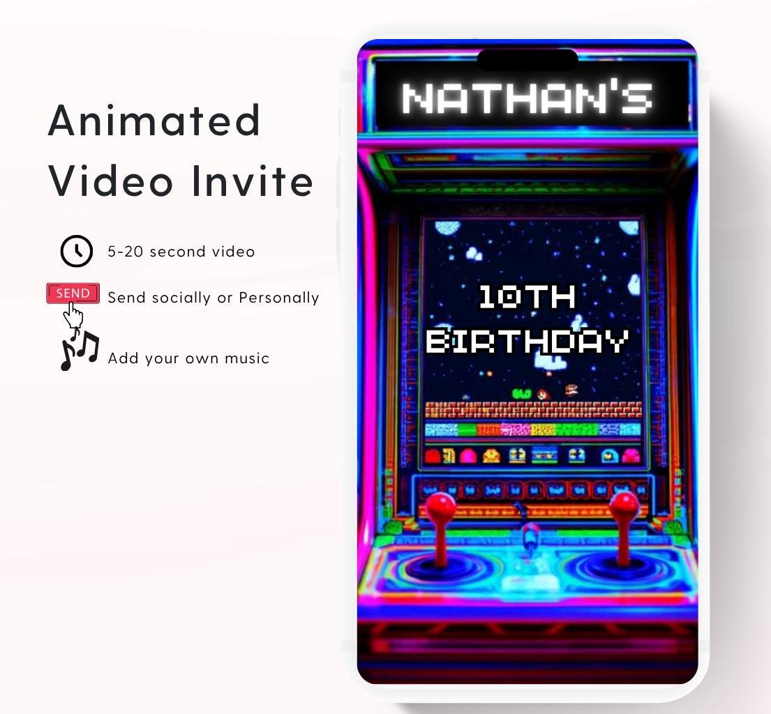 Video Game Party Invitation, Level Up Birthday Invite, Gamer Boy Birthday, Arcade Party, Gaming invitation, Gamer boy party invite-11