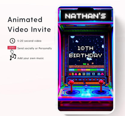 Video Game Party Invitation, Level Up Birthday Invite, Gamer Boy Birthday, Arcade Party, Gaming invitation, Gamer boy party invite-11