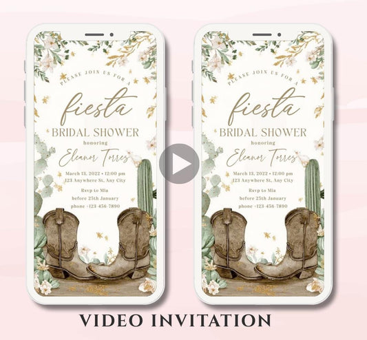 Fiesta Bridal Shower Invitation Boho Fiesta Bridal Shower Boots and Bridal Shower Fiesta Invitation- Animated Invitation-1