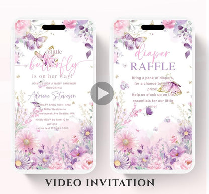 Butterfly Baby Shower Invitation animated, video Baby Shower Butterflies Invitation Enchanted Baby Shower invite Pink Butterflies-3