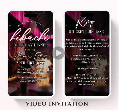 Hibachi Dinner Party Invite Template Invitation Birthday, Graduation, Retirement, Bachelor Celebration  Hibachi Animated Invitation-2