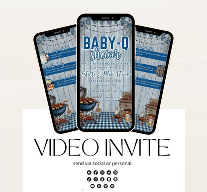 Animated BBQ Baby Shower Invitation, Backyard Baby Shower Invite, Baby-q Baby Shower, Gender Neutral Invite Digital Editable Canva -2