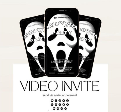 Halloween party invitation, Halloween spooktacular Adults Halloween Costume party Invite Video Digital  party invitation-6