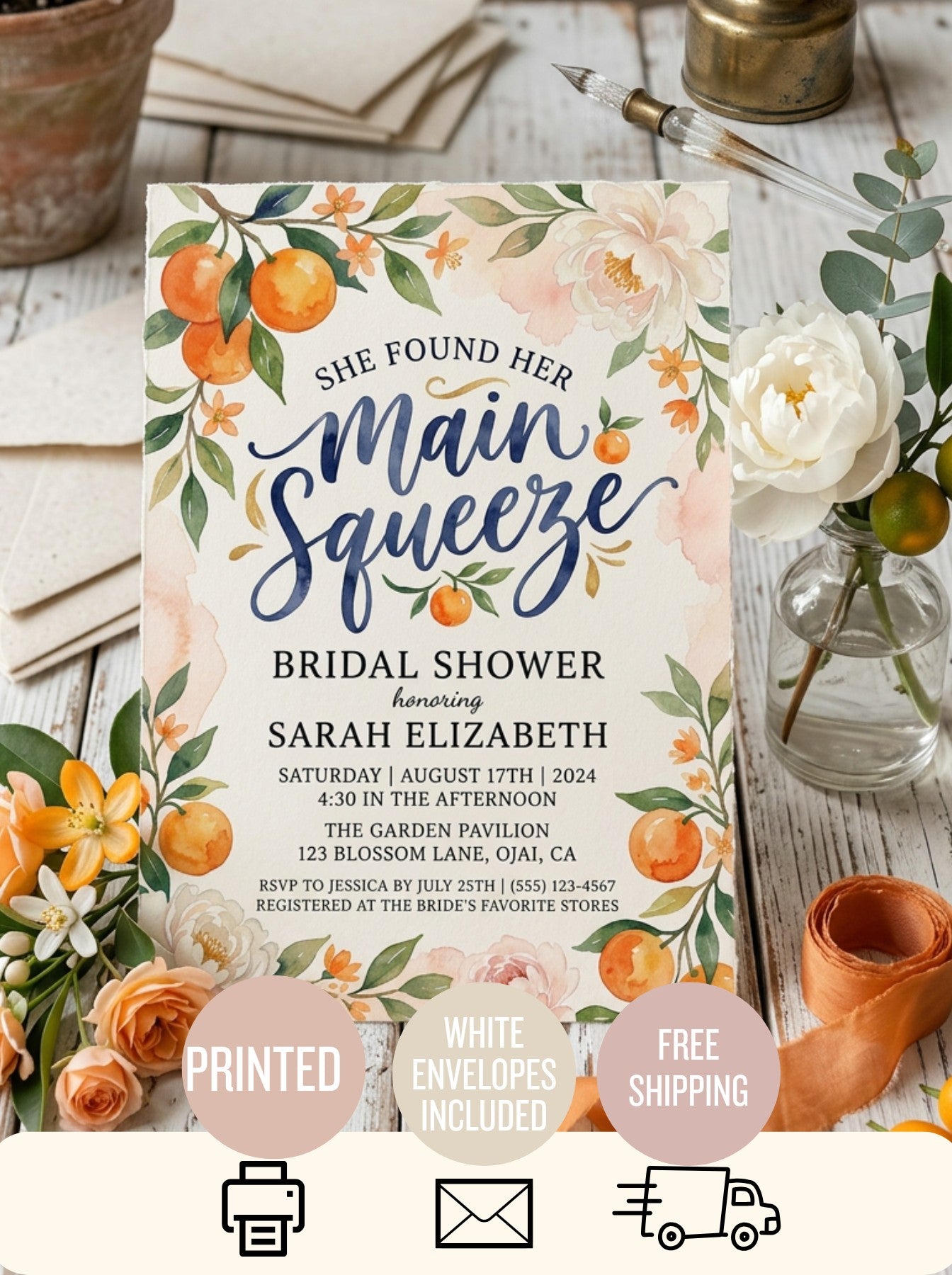She Found her Main Squeeze Bridal shower Invitation