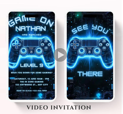 Video Game Party Invitation, Level Up Birthday Invite, Gamer Boy Birthday, Arcade Party, Gaming invitation, Gamer boy party invite-4