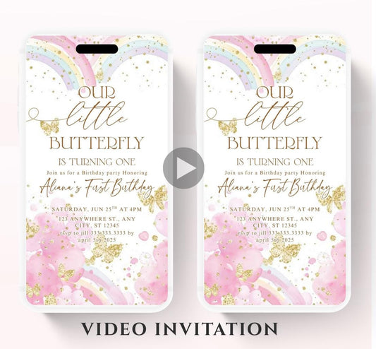 Butterfly Birthday Invitation, Floral Butterfly Invitation, Whimsical Floral Butterfly, Floral Butterfly Garden, Animated-6
