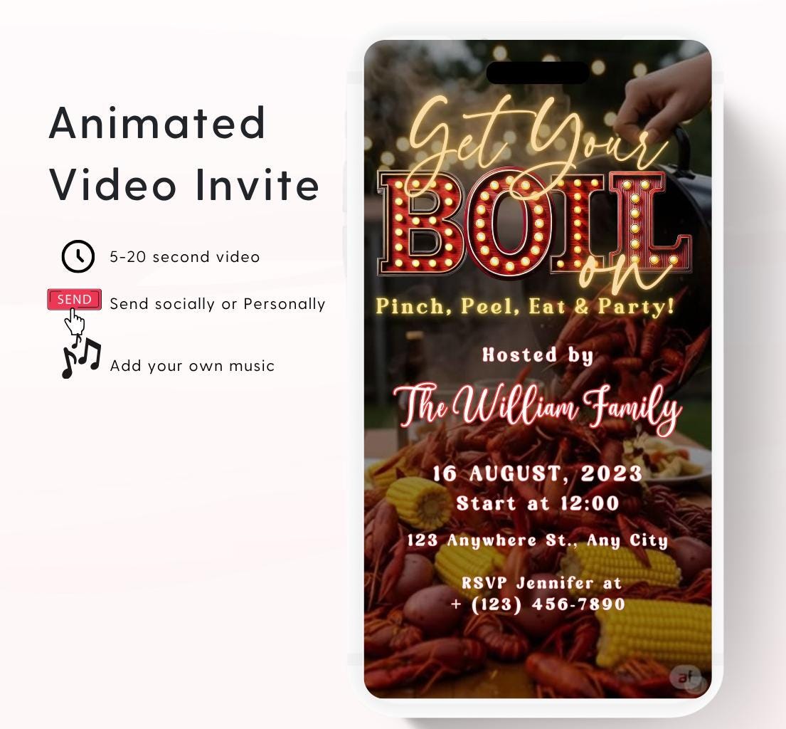 Crawfish Boil Invitation. Digital Let The Good Times Boil Invite. Family, Birthday , Crawfish boil party invitation, Backyard party-1