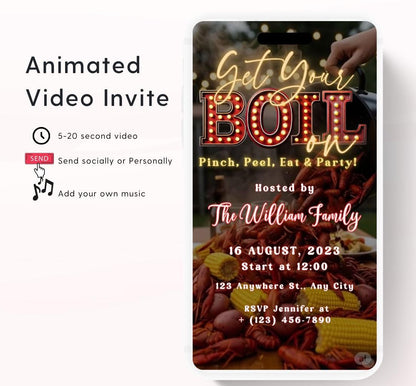 Crawfish Boil Invitation. Digital Let The Good Times Boil Invite. Family, Birthday , Crawfish boil party invitation, Backyard party-1