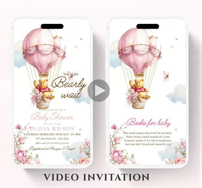 Winnie The Pooh Invitation, Winnie The Pooh Baby Shower Invitations, Winnie The Pooh Invitations Video invitation, Winnie baby shower-10