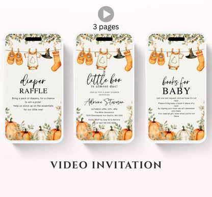 Video Little Boo Halloween Baby Shower Invitation, Gender Neutral Fall Invite, Spooky Ghost Baby Shower Invite Halloween boo invite-2
