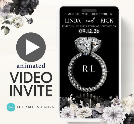 Animated Wedding invitation, Wedding Black and white invitation, wedding invitation template, Video Wedding invite, wedding invite-2