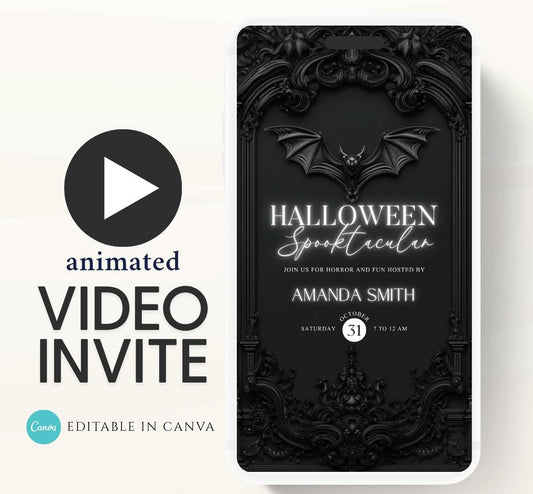 Halloween party invitation, Halloween spooktacular Adults Halloween Costume party Invite Video Digital  party invitation-10