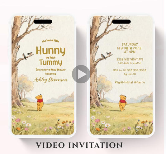 Winnie The Pooh Invitation, Winnie The Pooh Baby Shower Invitations, Winnie The Pooh Invitations Video invitation, Winnie baby shower-26