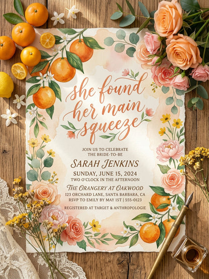 She Found her Main Squeeze Bridal shower Invitation-7