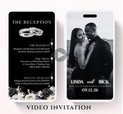 Animated Wedding invitation, Wedding Black and white invitation, wedding invitation template, Video Wedding invite, wedding invite-2