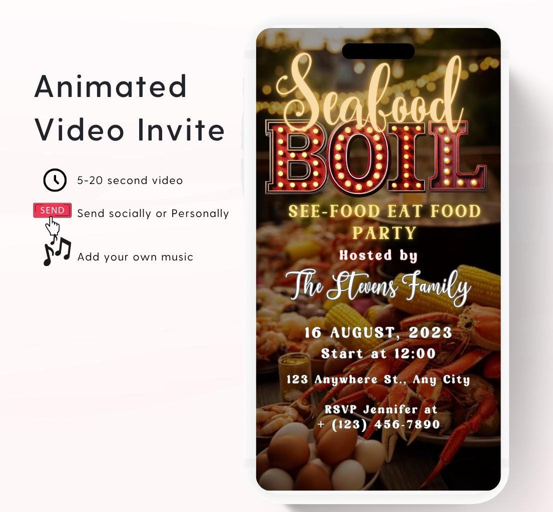 Seafood Boil Invitation. Digital Let The Good Times Boil Invite. Family, Birthday , Seafood boil party invitation, Crab legs party-1