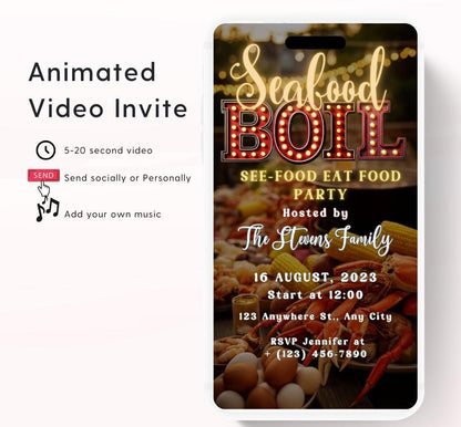Seafood Boil Invitation. Digital Let The Good Times Boil Invite. Family, Birthday , Seafood boil party invitation, Crab legs party-1
