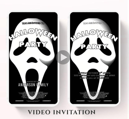 Halloween party invitation, Halloween spooktacular Adults Halloween Costume party Invite Video Digital  party invitation-6