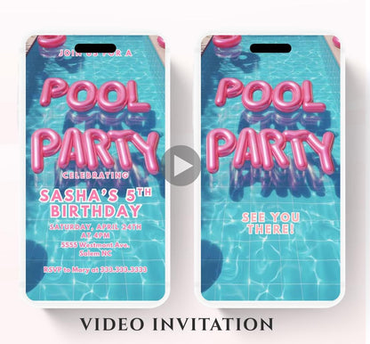 Pool party birthday invitation, pool party digital invitation, summer party invitation, birthday invitation, Pool invitation-9