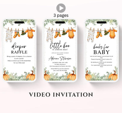 Video Little Boo Halloween Baby Shower Invitation, Gender Neutral Fall Invite, Spooky Ghost Baby Shower Invite Halloween boo invite-1