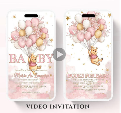 Winnie The Pooh Invitation, Winnie The Pooh Baby Shower Invitations, Winnie The Pooh Invitations Video invitation, Winnie baby shower-1
