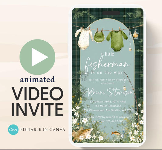 Fishing Baby Boy Shower Invitation, Little Fisherman Invite, Fisherman baby boy Reel excited Fish Invite, Fishing Invitation