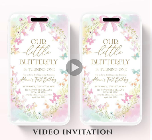 Butterfly Birthday Invitation, Floral Butterfly Invitation, Whimsical Floral Butterfly, Floral Butterfly Garden, Animated-4