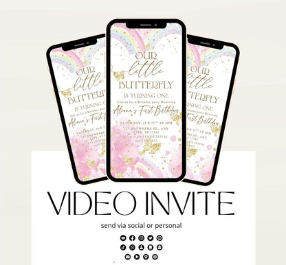 Butterfly Birthday Invitation, Floral Butterfly Invitation, Whimsical Floral Butterfly, Floral Butterfly Garden, Animated-6
