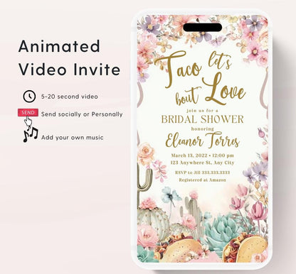 Fiesta Bridal Shower Invitation Boho Fiesta Bridal Shower Boots and Bridal Shower Fiesta Invitation- Animated Invitation-2