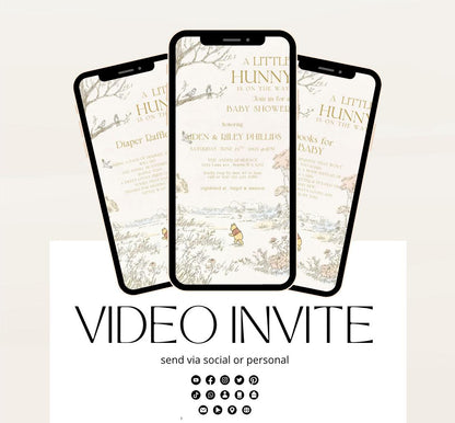 Winnie The Pooh Invitation, Winnie The Pooh Baby Shower Invitations, Winnie The Pooh Invitations Video invitation, Winnie baby shower-20