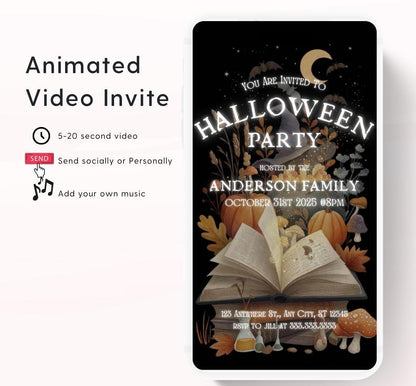 Halloween party invitation, Halloween spooktacular Adults Halloween Costume party Invite Video Digital  party invitation-3