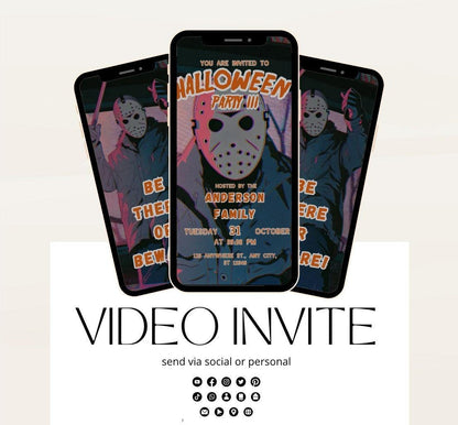 Halloween party invitation, Halloween spooktacular Adults Halloween Costume party Invite Video Digital  party invitation-121