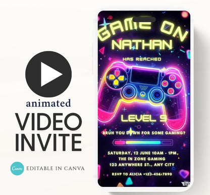 Video Game Party Invitation, Level Up Birthday Invite, Gamer Boy Birthday, Arcade Party, Gaming invitation, Gamer boy party invite-2
