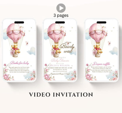 Winnie The Pooh Invitation, Winnie The Pooh Baby Shower Invitations, Winnie The Pooh Invitations Video invitation, Winnie baby shower-10