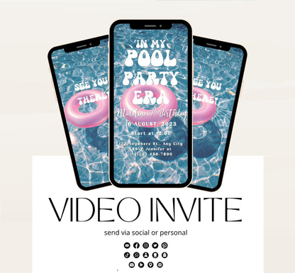 Pool party birthday invitation, pool party digital invitation, summer party invitation, birthday invitation, Pool invitation-6